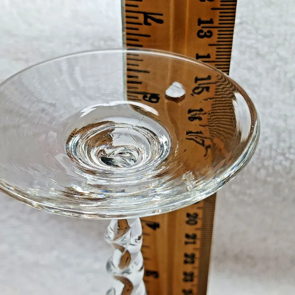 Mid century Harliquin style cocktail glasses hand blown bowles twisted stem 1950